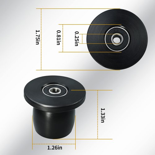 Vsttar Qty.4 Machined Wheels/Rollers Compatible with Total Gym Replacement, Fits Models XL, XLS, & Fit with Bearings Thru Hole of 1/4'' in Diameter, Black