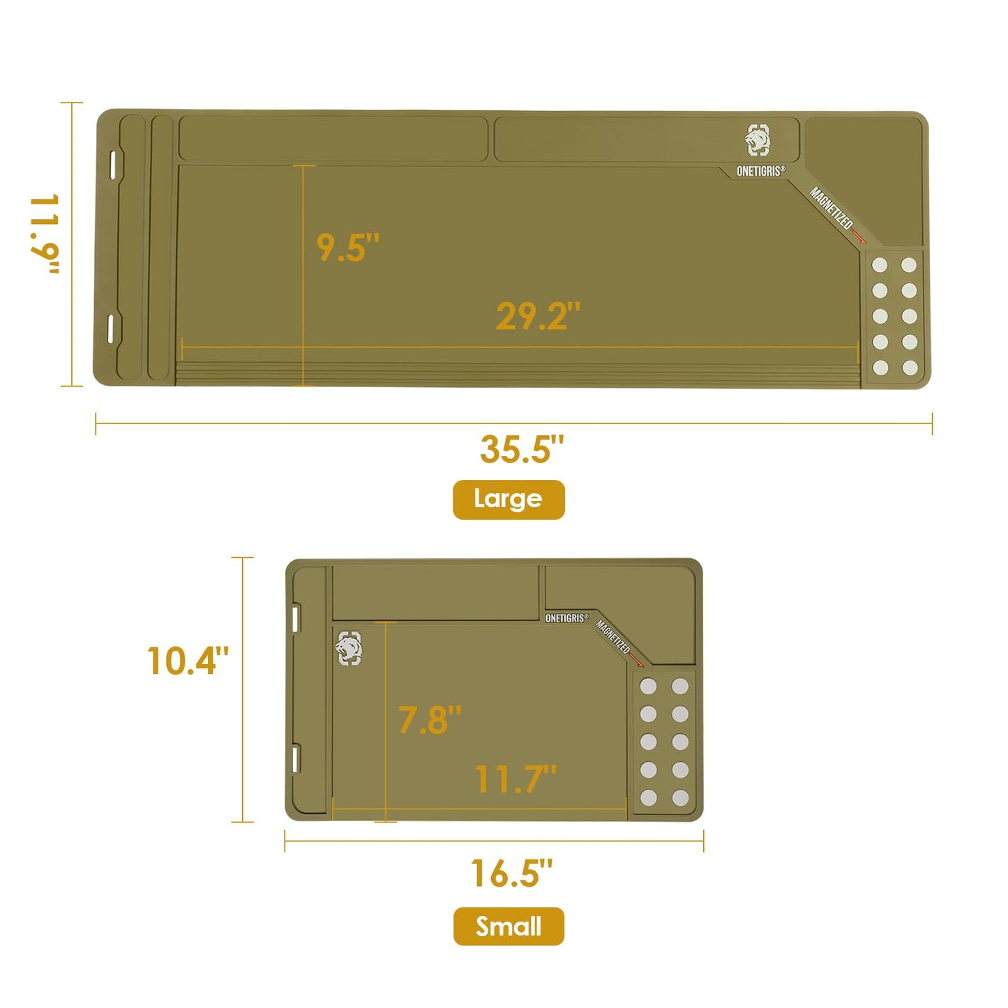 OneTigris Gun Cleaning Mat Rifle Pistol Gun Mat with Magnetic Dots, Non-Slip Oil Resistant Brown (36.0" x11.9")