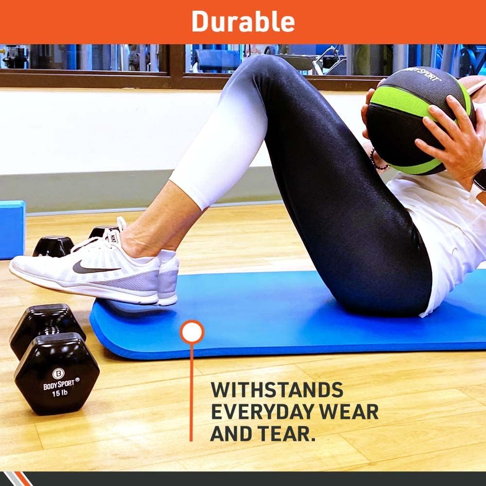 Body Sport Non-Slip Exercise Mat for Men & Women, Thick Foam Surface for Yoga, Pilates, Fitness & Aerobic Workouts