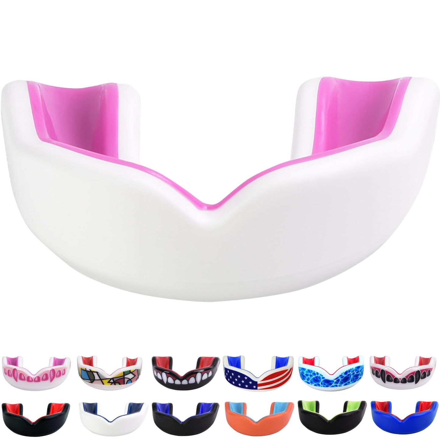 Oral Mart White/Pink Youth Mouth Guard for Kids - Youth Mouthguard for Karate, Flag Football, Martial Arts, Taekwondo, Boxing, Football, Rugby, BJJ, Muay Thai, Soccer, Hockey