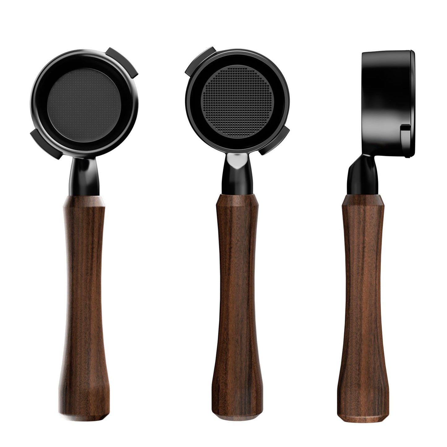 MHW-3BOMBER 58mm Bottomless Portafilter Fits Gaggia Espresso Coffee Machines, 2 Ears Flat Naked Espresso Portafilter with Precision Filter Basket, Wood Handle, BP7119G