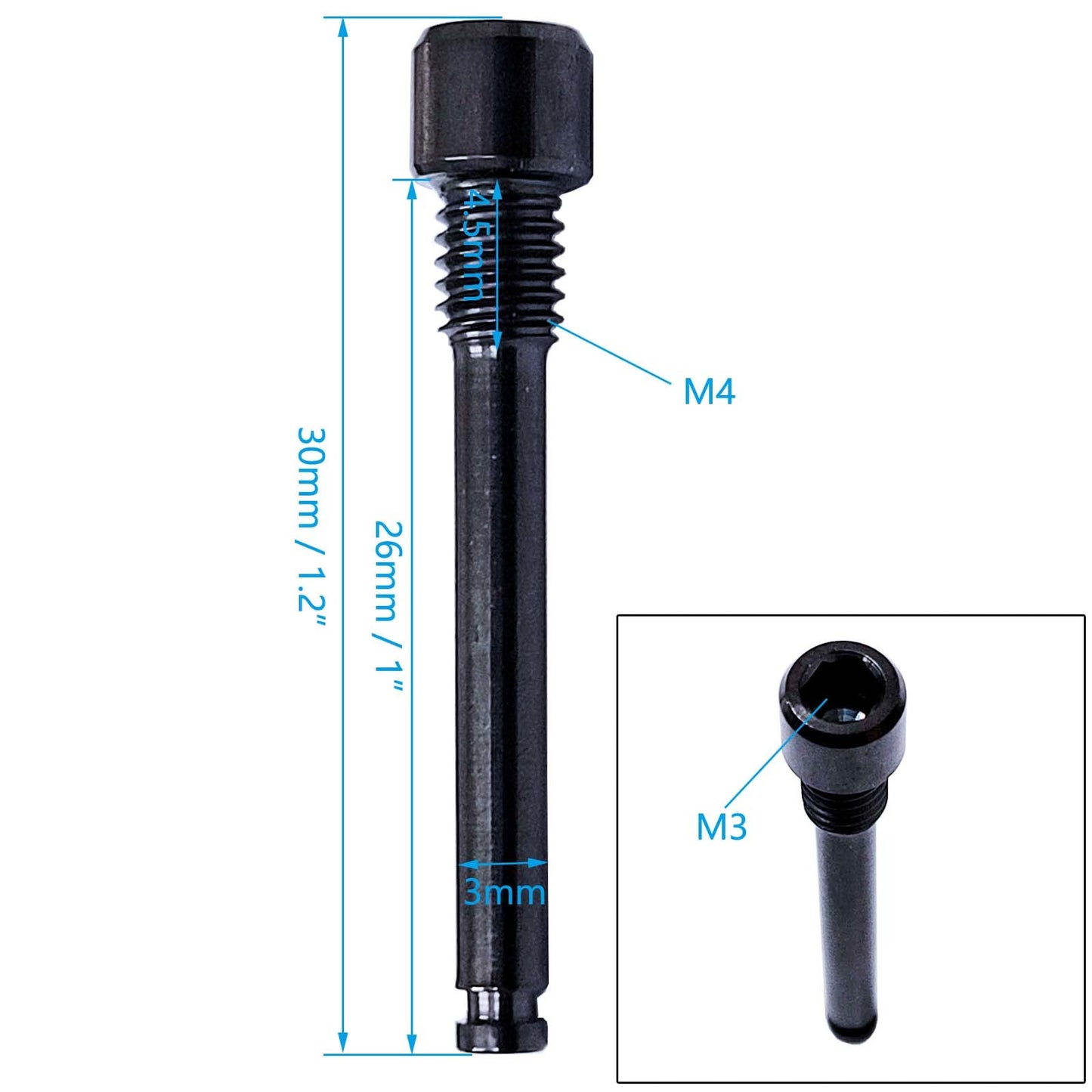 Auto-plaza 4X M4 Titanium Bolts for Bicycle Disc Brake Pad Threaded Pin Inserts Screw Disc Brake Pad Pin Axle for Threaded Hydraulic Disk Caliper