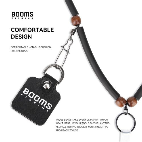 Booms Fishing LY1 Fly Fishing Lanyard Necklace with 5 Clips, Adjustable Tool Holder with Neck Strap