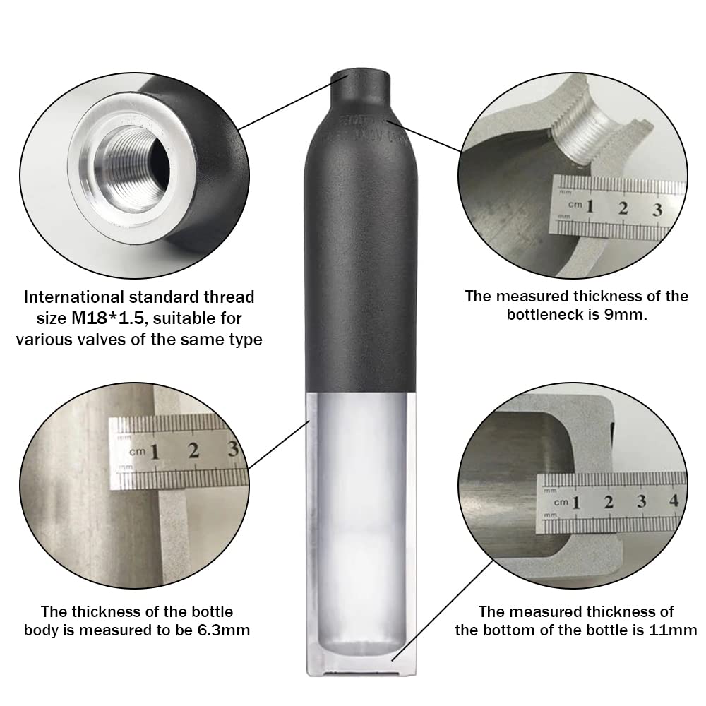 HuanQiuSensmart 4500psi PCP air Tank, Aluminum Compressed air Paintball Bottle, refillable high-Pressure Paintball Tank, with Thread M18*1.5 for Scuba Diving, etc. (Empty Tank/0.45L)