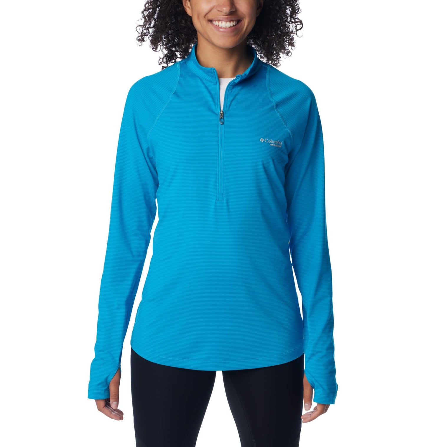 Columbia Women's Endless Trail Half Zip Mesh Long Sleeve, Ocean Blue, Large
