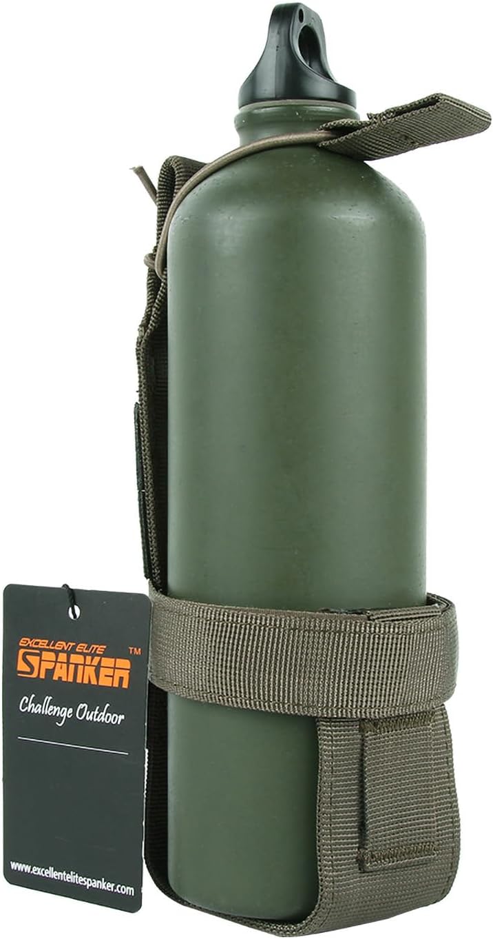 EXCELLENT ELITE SPANKER Tactical Military Portable Belt Bottle Holder Pouch Molle Adjust EDC Water Bottle Carrier for Hunting Walking Running Traveling