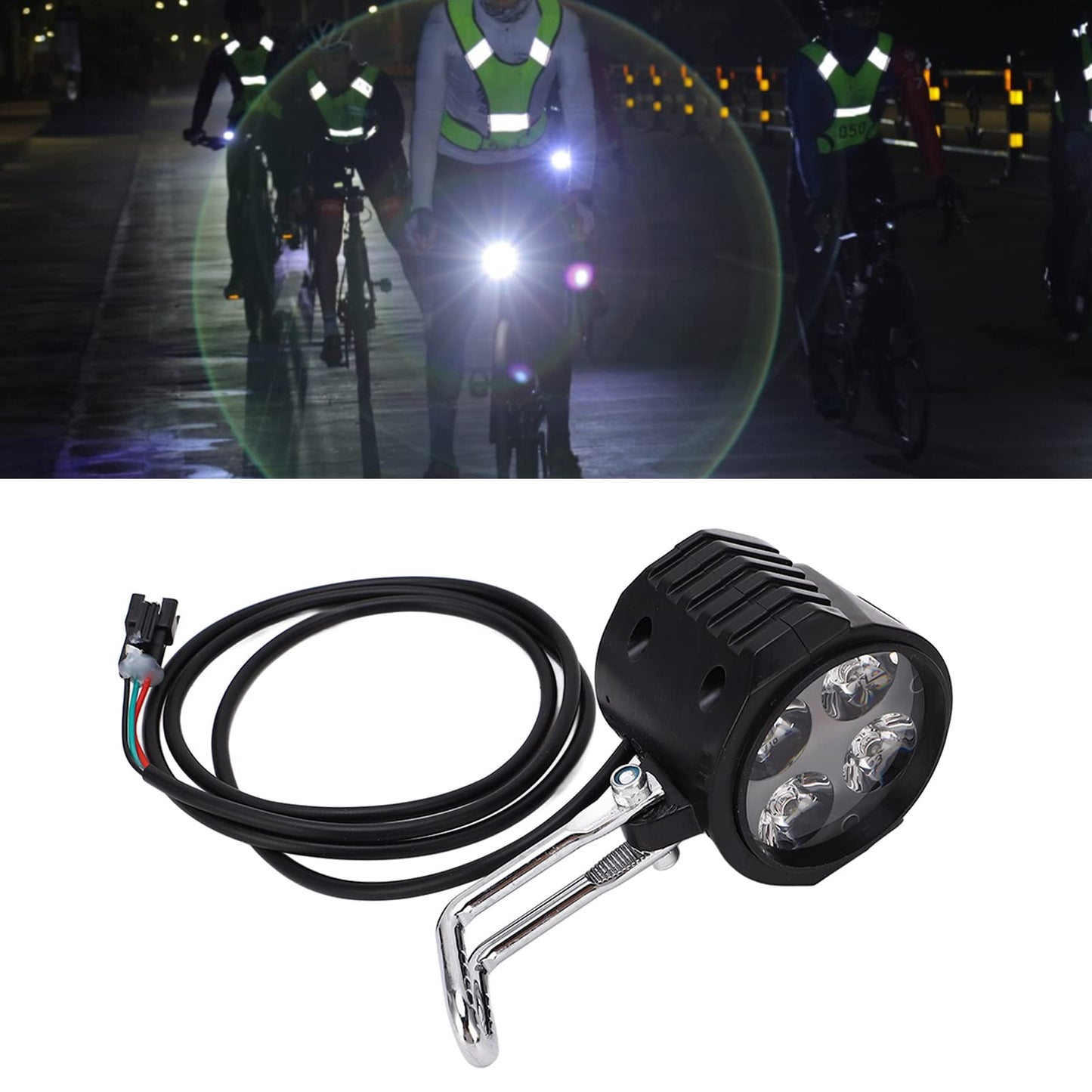 Horoper Electric Scooter Front Light, 10 Inch Ebike LED Headlight 12‑72V 2 in 1 Electric Horn Headlight Universal Lights Horn Headlamp for Cycling Accessories