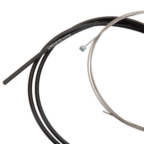 Box Two Linear Bicycle Brake Cable Housing Kit with 1 Set Bike Brake Line, 1 Piece Bike Cable Housing with 2 Alloy End Caps & 2 Brass Ferrule Compatible for All V Brakes | Black