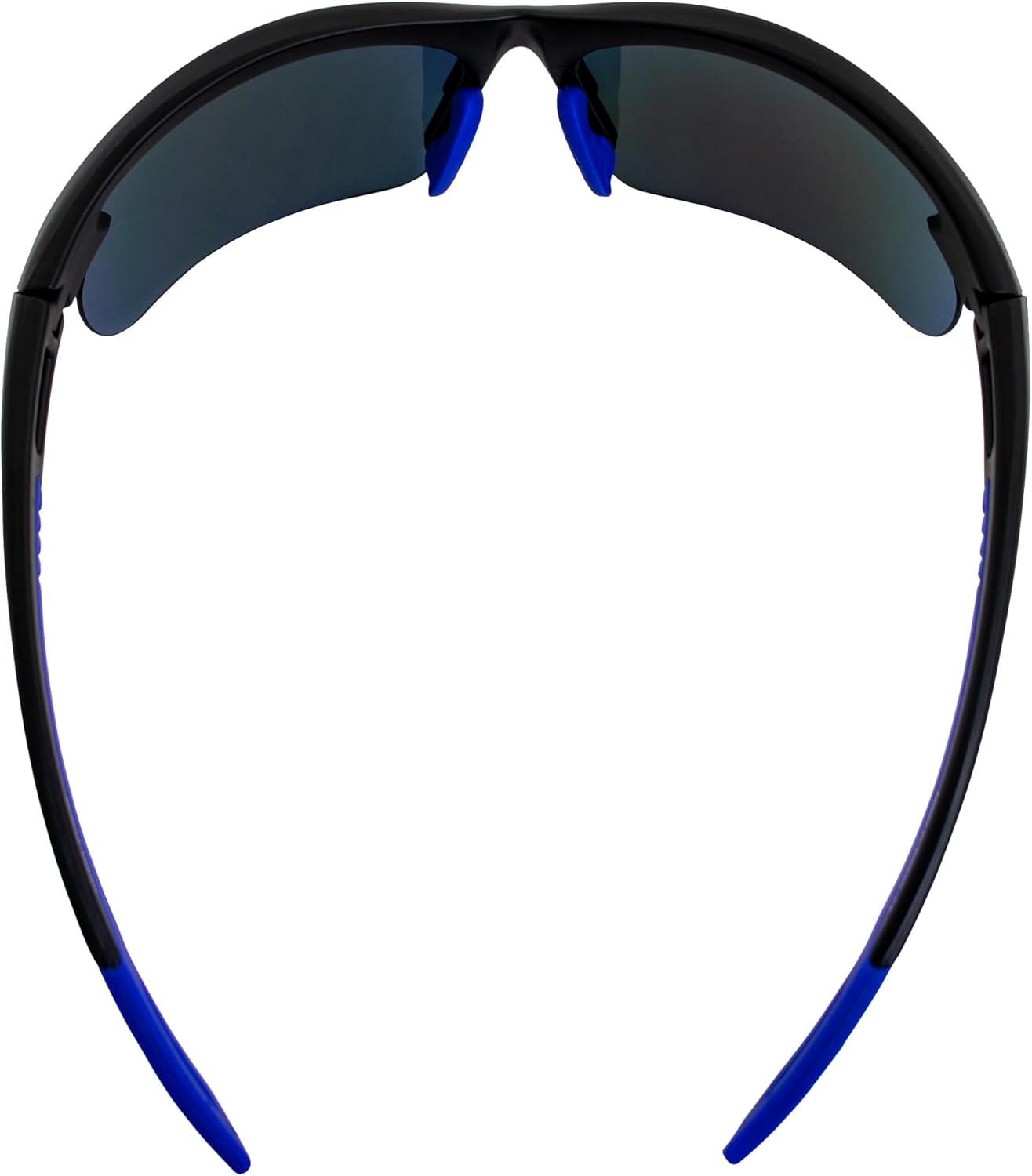 Fireball Wraparound Sports & Motorcycle Sunglasses for Men or Women Semi-Rimless Matte Black Frame w/Dielectric Blue Mirror Lens
