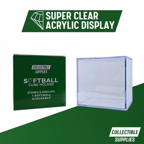 Collectible Supplies Softball Display Case | Acrylic Softball Cube | Clear Viewing Display Case to Protect Your Collection | Protection & Elegant Design Cube Storage (1 Cube)