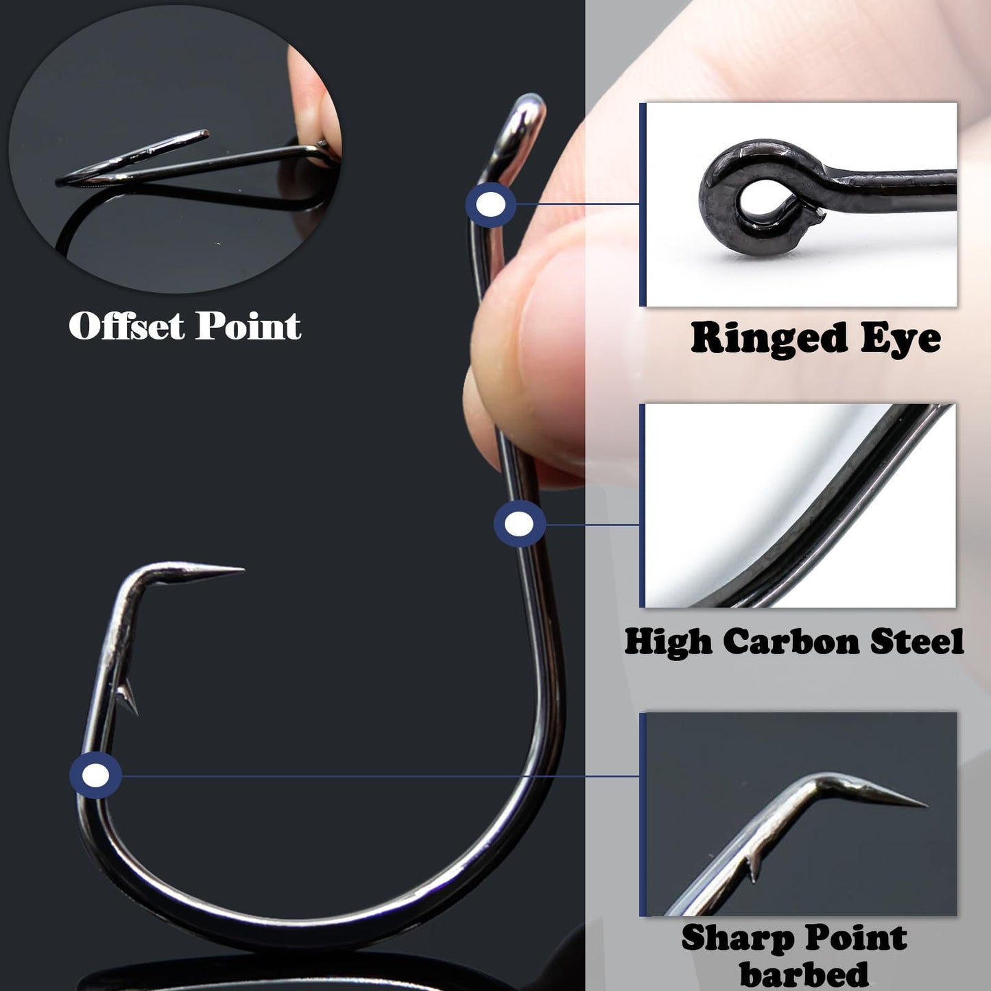 FishTrip Octopus Circle Hooks Saltwater - 50pcs Fishing Catfish Hook,Offset Fish Hooks for Rigs Size 1 2 4 6 1/0 2/0 3/0 4/0 5/0 6/0 7/0 8/0 9/0 10/0 (1#_50pcs)