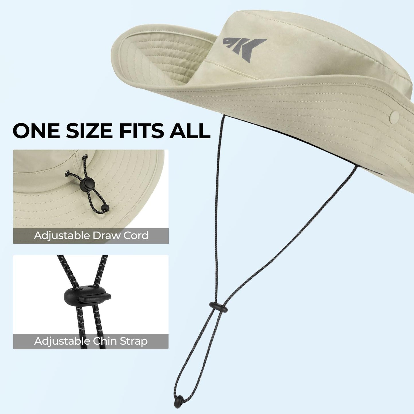 KastKing Shade Trekker Boonie Hat,UPF 50+ Protection,Water-Repellent,Adjustable Snap Brim Fishing Hat,Khaki