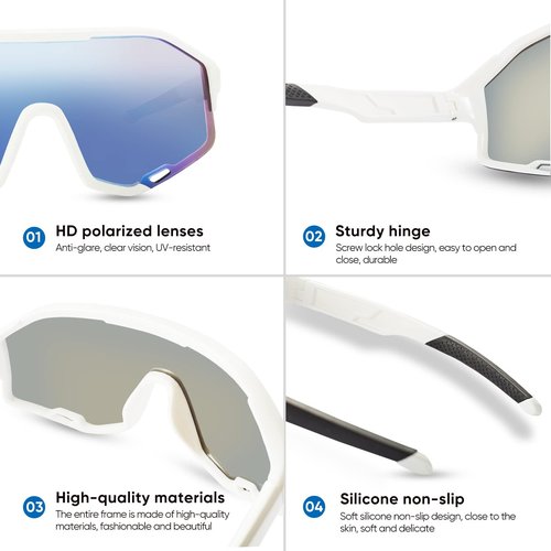 PSI Wrap Around Sunglasses for Men Women Polarized, UV Protection, Sports Sunglass, Driving Running Cycling