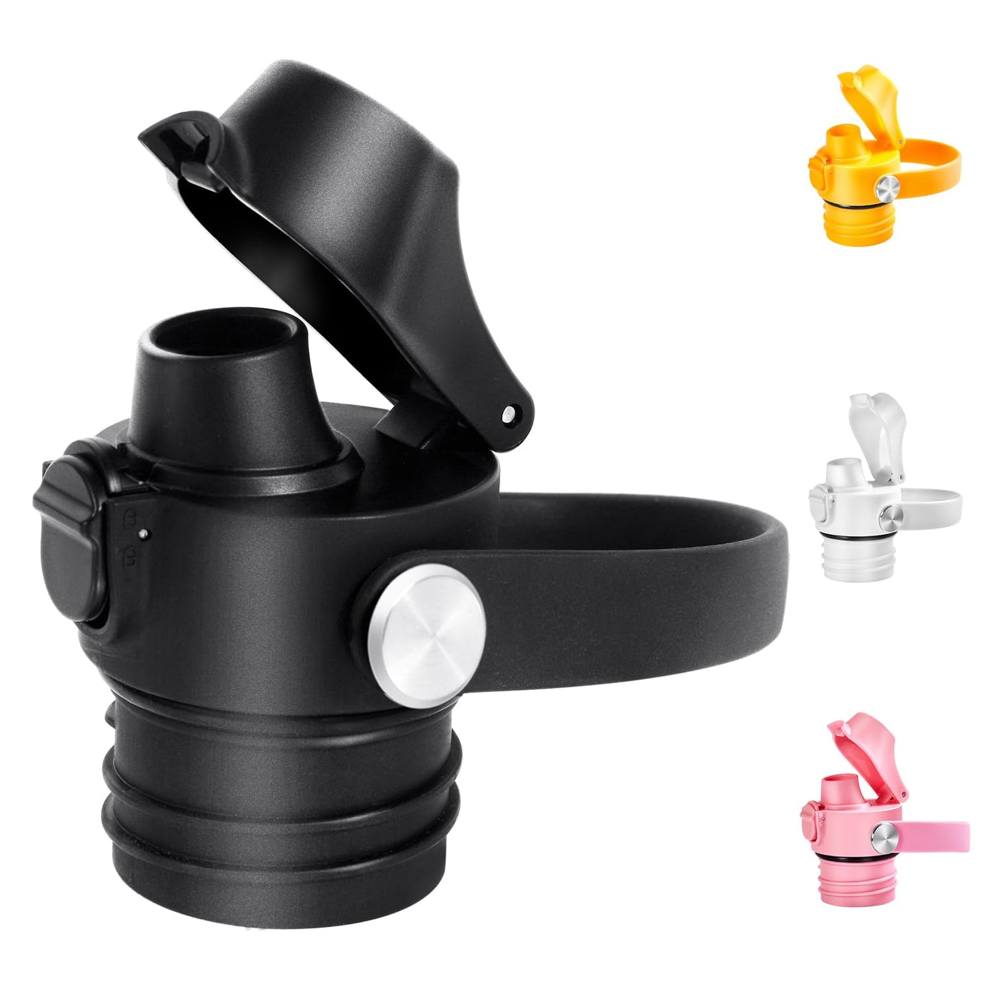 Auto Flip Lid for Hydro Flask Standard Mouth Bottle, Spout lid for HydroFlask Narrow Mouth Bottle, Replacement Lid with Button Lock, Black