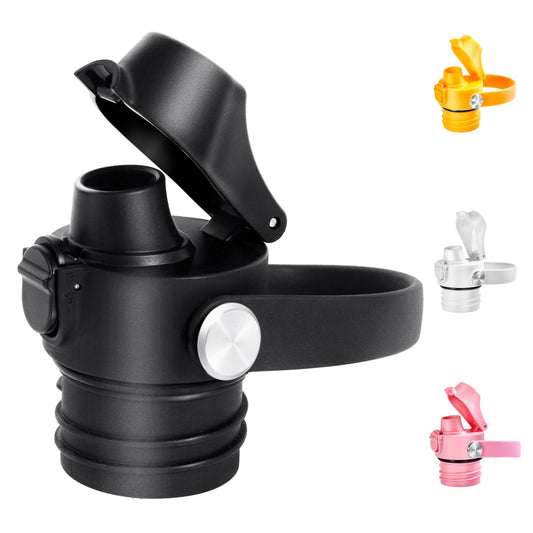 Auto Flip Lid for Hydro Flask Standard Mouth Bottle, Spout lid for HydroFlask Narrow Mouth Bottle, Replacement Lid with Button Lock, Black