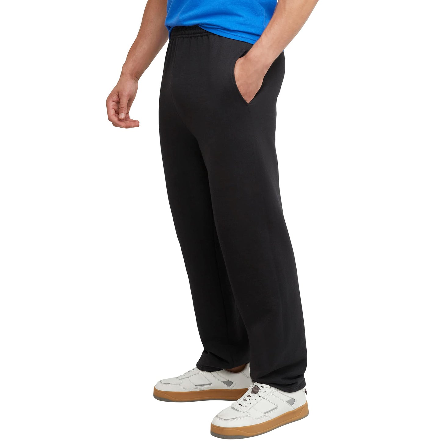 Hanes Men's EcoSmart Open Leg Pant with Pockets, black, M