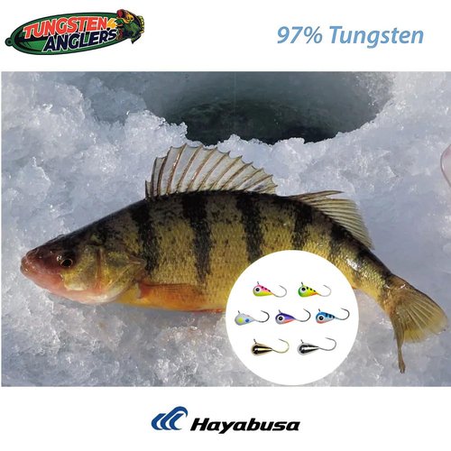 Tungsten 4 Anglers 97% Pure Tungsten Ice Fishing Jigs 5mm 1/16oz #12| Tear Drop Fishing Lures for Winter Ice Jigging, 5-Pack (Assorted)