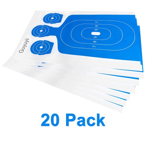 Guyuyii Shooting Targets - 20/25/50 Pack High-Contrast Gun Range Targets for Indoor and Outdoor Shooting Range - Multi-Zone Design for Handgun, Rifle, and Airgun Practice - 12" x 18" / 14" x 22" Sizes