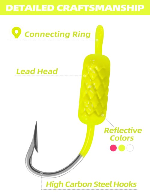 BLUEWING Yellowtail Snapper Jigs Fishing with High Carbon Steel Hook 1/4oz Jighead Lead Head for Saltwater and Freshwater, 20pcs Yellow