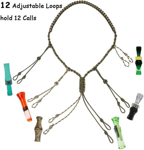Duck Call Lanyard Hunting Goose Calls with Adjustable Loops Outdoor Predator Gear for Pheasant Waterfowl Hand Braided Necklace