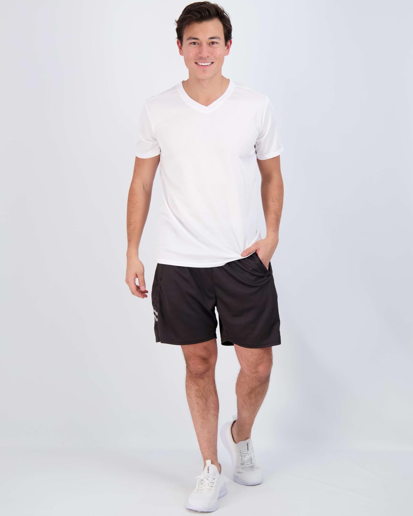 Real Essentials 5 Pack: Men's Mesh Short Sleeve V-Neck T-Shirt | Athletic Dry Fit V Neck Workout Shirt,Set XL