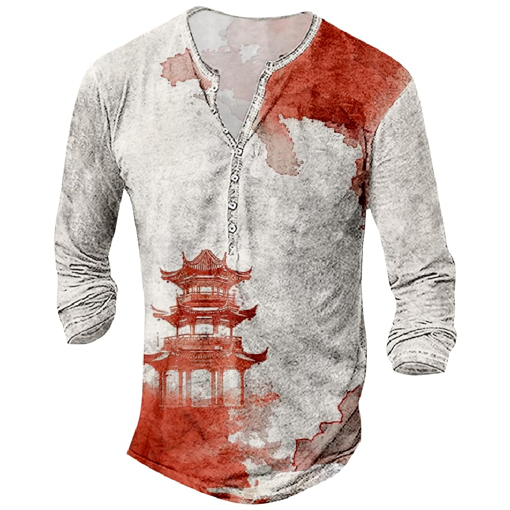 Graphic Tees Men Fashion Print Long Sleeve T Shirt Slim Fit Breathable Summer Tee Comfy Vintage Modest White,XL