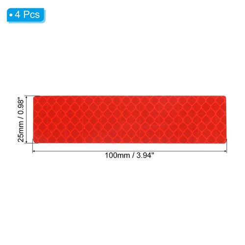 PATIKIL Reflective Patch 1"x4", 4 Pcs Hook & Loop Fastener Safety Appliques for Night Sportsperson Worker Hiker, Red