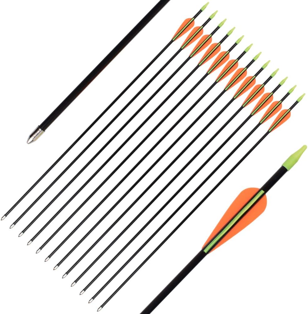 Archery Youth 24 26 Inch Fiberglass Archery Targeting Arrows for Youth Practise Recurvebow Compound Bow Shooting