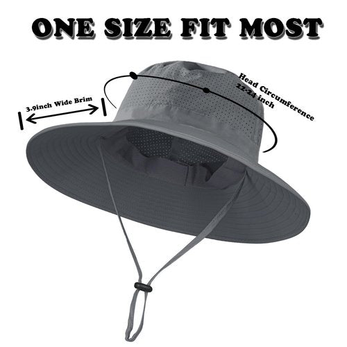 Rosoz Sun Hat for Men Women Cooling Boonie Hats Breathable Wide Brim Fishing Bucket Hat Beach Hat Safari Hiking Garden Summer UV Protection Dark Grey