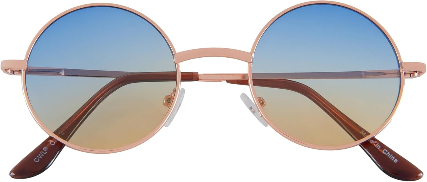 OWL Round Sunglasses Metal Frame Hippie Sunglasses UV400 Polycarbonate Circle Lens John Lennon Sunglasses for Men Women