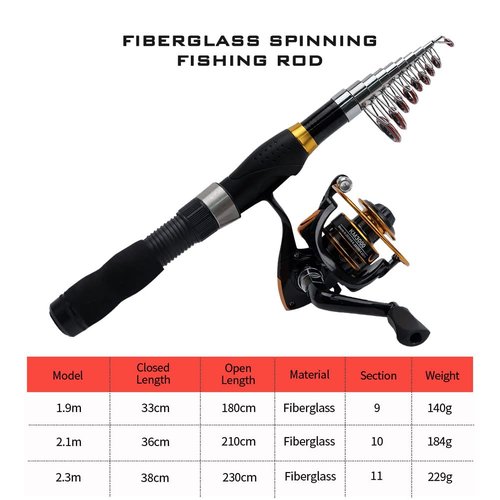 Collapsible Fishing Rod and Reel Combo, BalanZze Telescopic Fishing Rod with Spinning Reel, Portable Collapsible Fishing Pole Kit for Saltwater and Freshwater