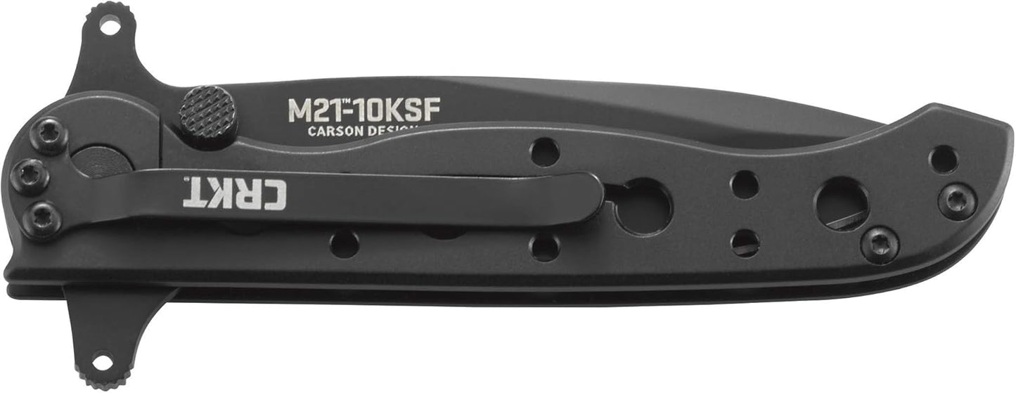 CRKT M16-10KZ EDC Folding Pocket Knife: Everyday Carry, Black Serrated Edge Blade, Tanto, Automated Liner Safety, Nylon Handle, Pocket Clip