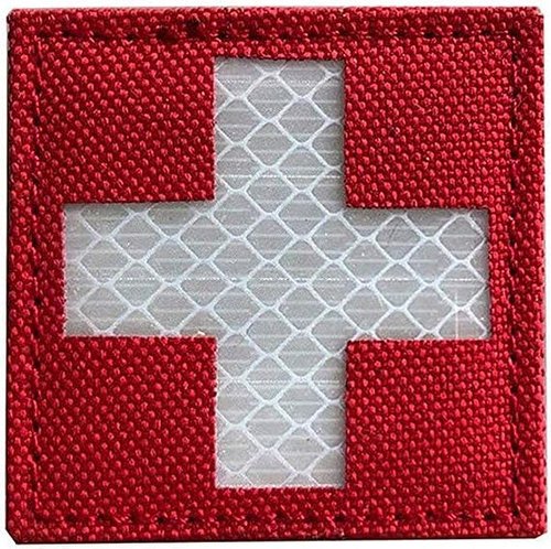 Red Bottom White Reflective Medic Patches Tactical Medical Patches Hook-Fastener Backing Cross Medical Rescue Ir Chapter Reflective Pack Tactical Bag Accessories