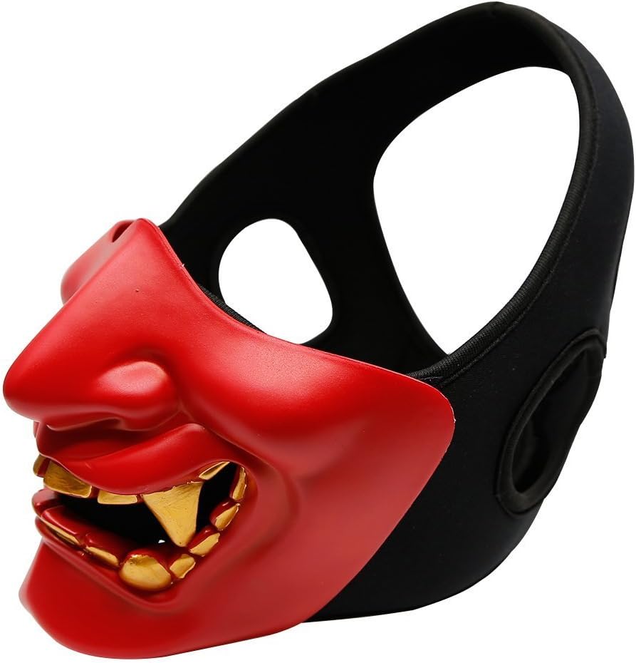 ATAIRSOFT Halloween Costume Cosplay BB Gun Evil Demon Monster Kabuki Samurai Hannya Oni Half Cover Airsoft and Prop Mask