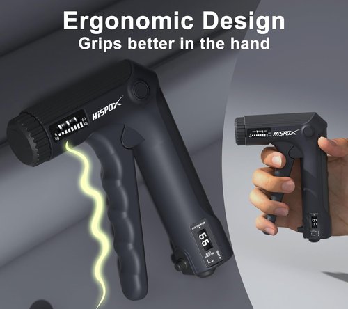 Grip Strength Trainer with Finger Exerciser, Adjustable Resistance, Forearm Strengthener Hand Gripper with Counting,Dark Grey