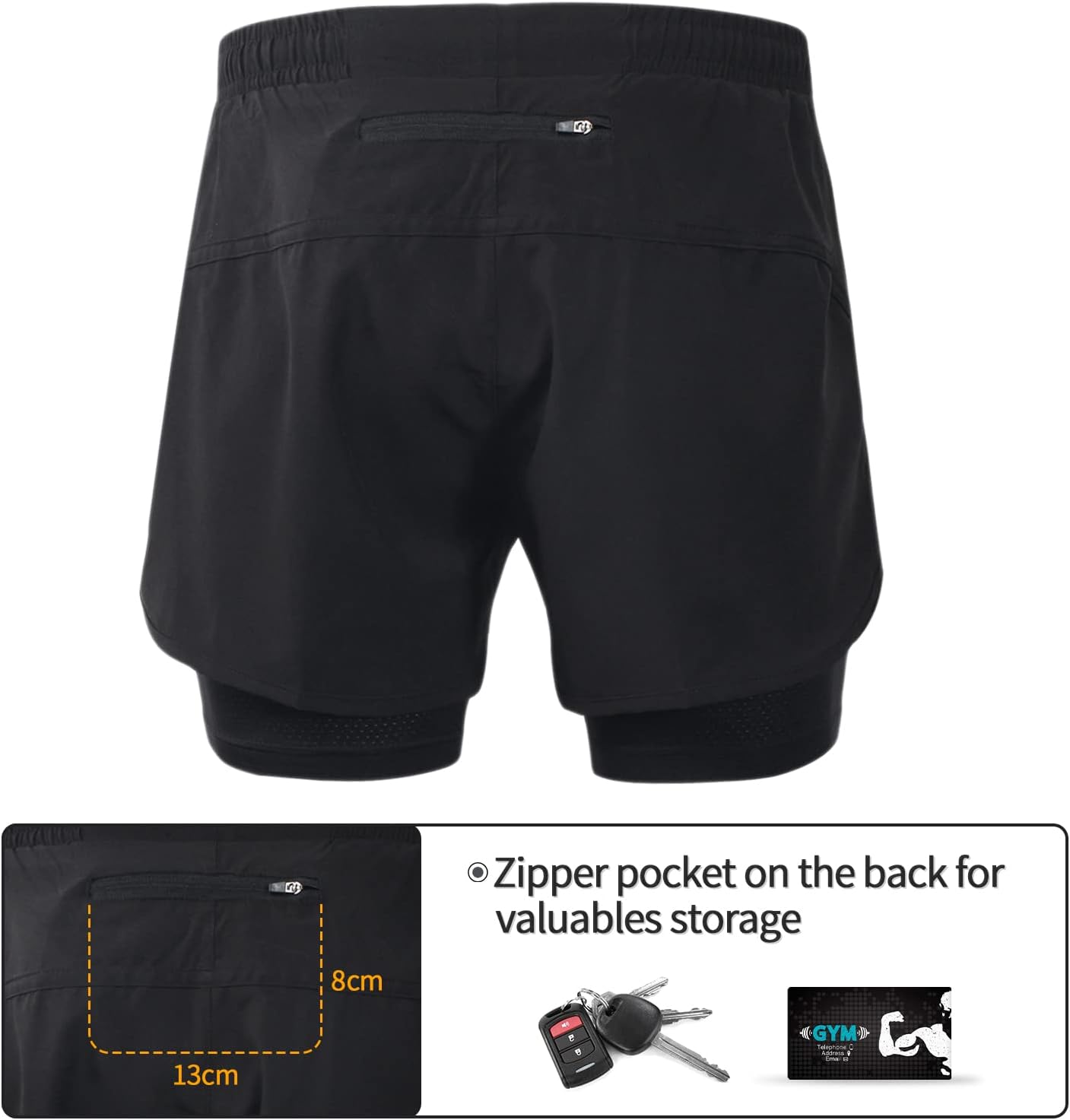 ARSUXEO Men's Active Training Running Shorts 2 in 1