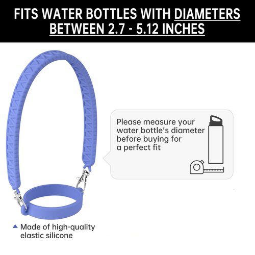 NiHome Silicone Water Bottle Handle with Anti-Spill Stopper Kit - Compatible with Stanley 1.0 & 2.0, Fits 2.7-5.12 Inch Diameter for Easy Carrying On-The-Go (Blue)