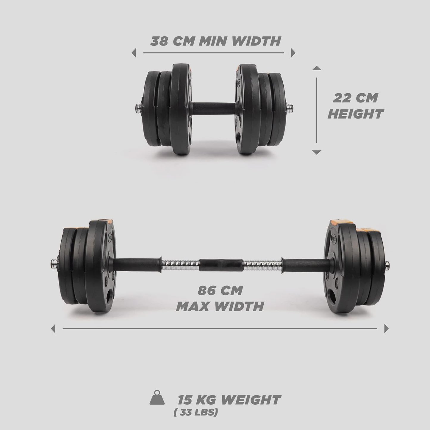 Adjustable 2-in-1 Barbell & Dumbbell Set for Strength Training - Phoenix Fitness