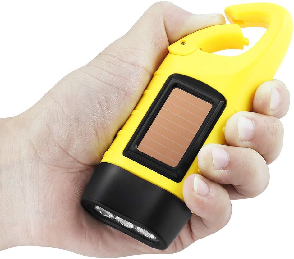 Simpeak 2-Pack Hand Crank Solar Powered LED Flashlight, Emergency Survival Flashlight Torch for Outdoor Sports, Green
