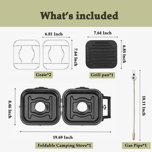 Naturehike 2-in-1 Gas Camping Stove, Frying Pan, Stove with Adjustable Burners, 88.18 oz, Carrying Handle, Portable, Iron SkilletPerfect for Camping & Hiking, Emergency Cooking Stove, Christmas party