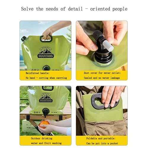 Collapsible 8L Water Storage Bag, BPA-Free Portable Folding Water Jug with Adjustable Faucet, Leakproof Emergency Water Bag for Camping, Hiking, Riding, Outdoor Sport 1green