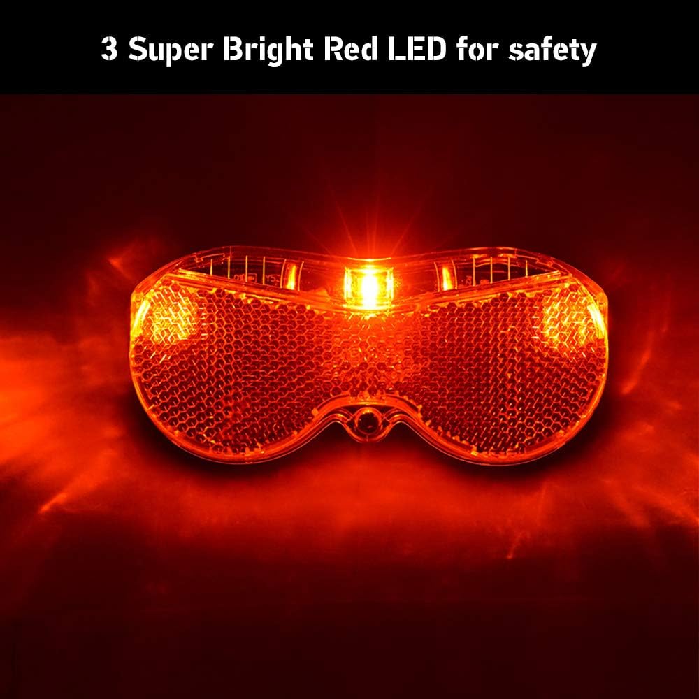 Vincita Rear Carrier Light 3 Super Bright Red LED, Quick-Release with Batteries for Bicycles & Bikes