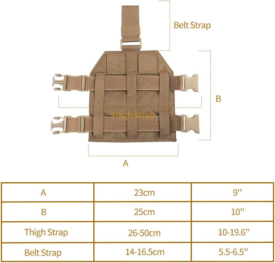 EXCELLENT ELITE SPANKER Tactical MOLLE Drop Leg Platform Universal Drop Leg Panel with Adjustable Belt & Thigh Straps