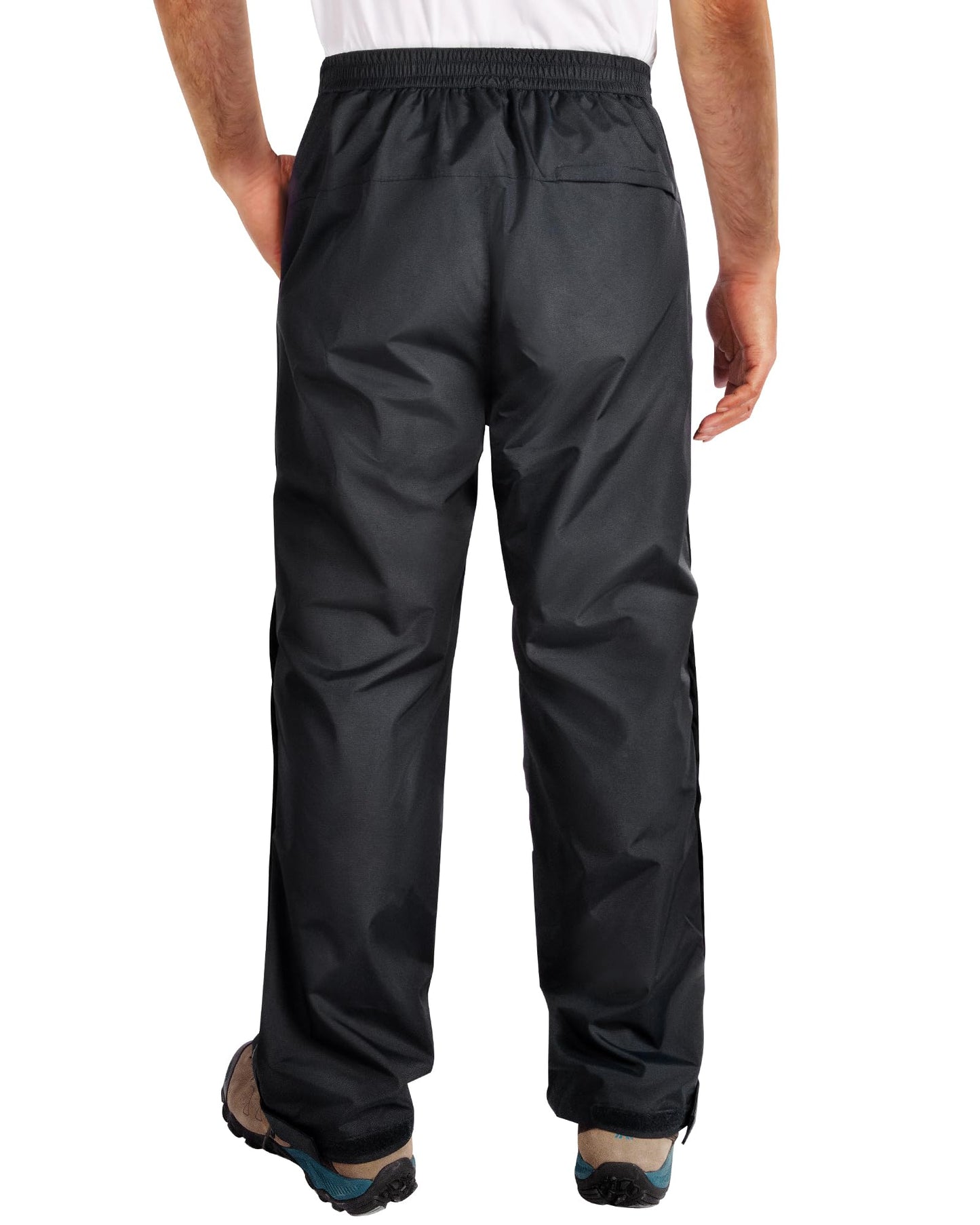 33,000ft Men's Rain Pants Full Zip Waterproof Pants Breathable Rain Over Trousers for Outdoor Hiking Golf Work Black