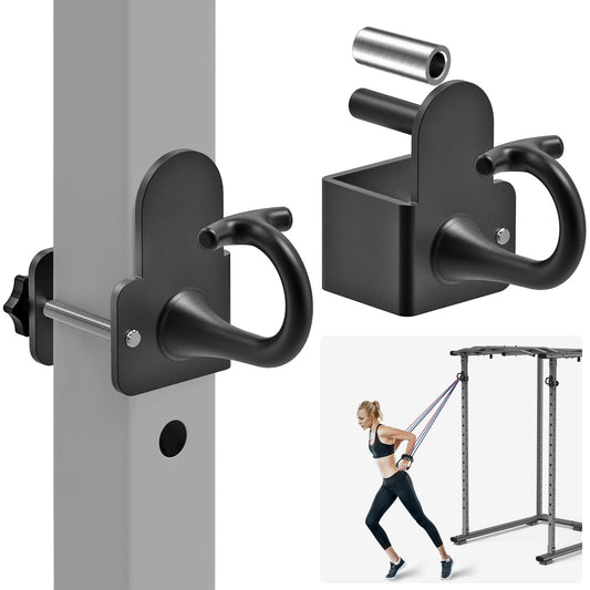Kipika Anchor for Resistance Bands Fits 2" x 2" Power Rack with 5/8" or 1" Hole - Heavy Duty Steel Hooks with Rubber Pads for Home Gym Workouts, Strength Training,and Physical Therapy Exercise, 2 Pack