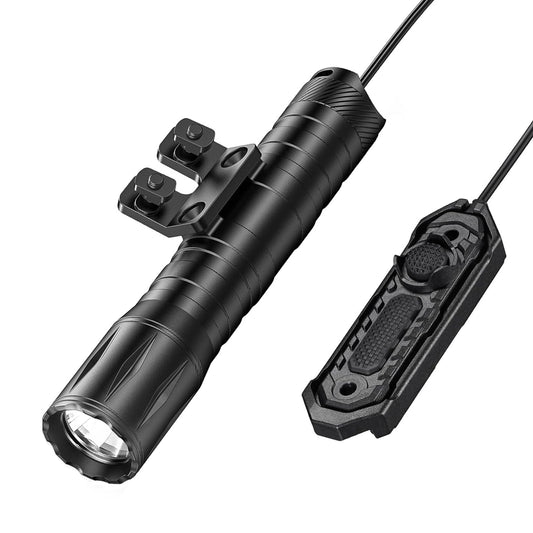 EZshoot 1800 Lumens Tactical Rifle Flashlight with Pressure Switch, Tactical Flashlight for Rifle Compatible with M-Rail, Rifle Flashlight with Strobe Mode for Home Defense, Hunting