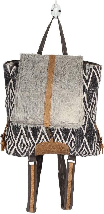 Myra Bag Grizzle Cowhide & Upcycled Canvas Backpack S-1205