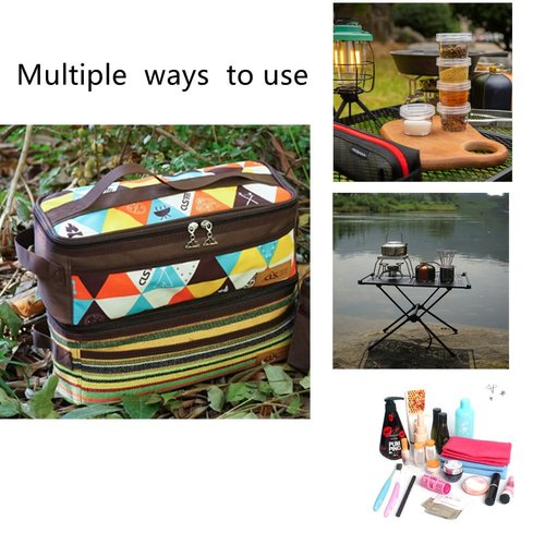 OHAOLYLE Camping Utensils Organizer Bag Travel Cooking Storage Bag Large Capacity Flatware Cutlery Bag Wash Bag for Travel Picnic BBQ