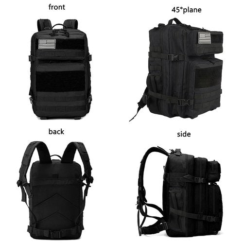 Military Tactical Backpack for Men and Women Large Army 3 Day Pack Molle Bag Backpacks bag 45L with MOLLE System for Travel,Work,Camping,Hunting,Hiking,Sports(Black)
