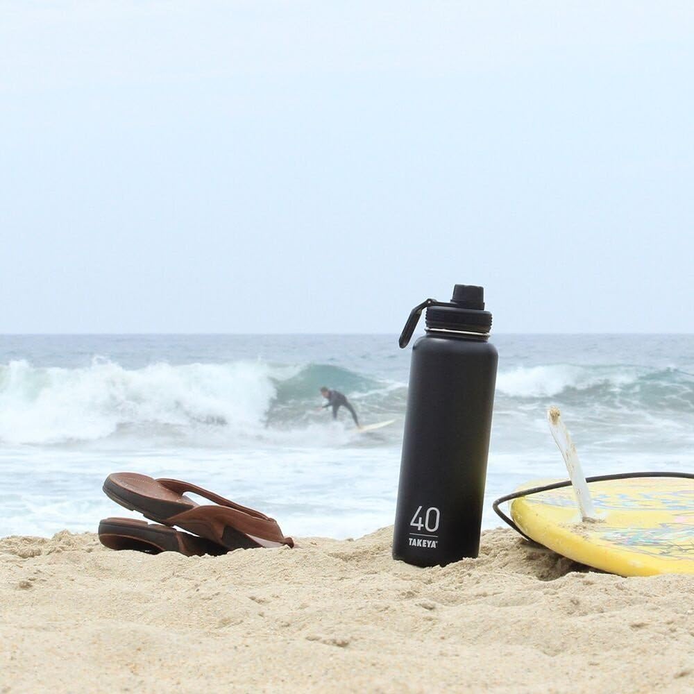 Takeya Originals Spout Lid - Replacement Lid with Carry Handle - BPA-Free & Dishwasher Safe Water Bottle Lid - Durable Leak-Proof Spout Lid for Takeya Water Bottles - Black